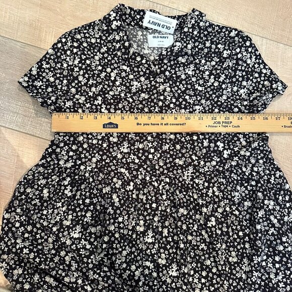 OLD NAVY GIRLS BLACK FLORAL TUNIC DRESS WITH POCKETS NEW LARGE 10/12 - Picture 4 of 8